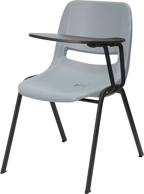 Flash Furniture Ergonomic Shell Chair, Gray Left Handed Flip-Up Tablet Arm