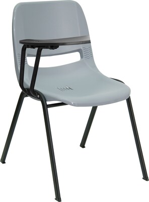 Flash Furniture Ergonomic Shell Chair, Gray Right Handed Flip-Up Tablet Arm