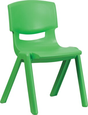 Flash Furniture Polypropylene Plastic Stackable School Chair with 15 1/2 Seat Height, Green