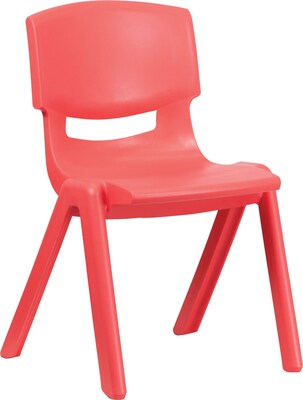 Flash Furniture Polypropylene Plastic Stackable School Chair with 15 1/2 Seat Height, Red