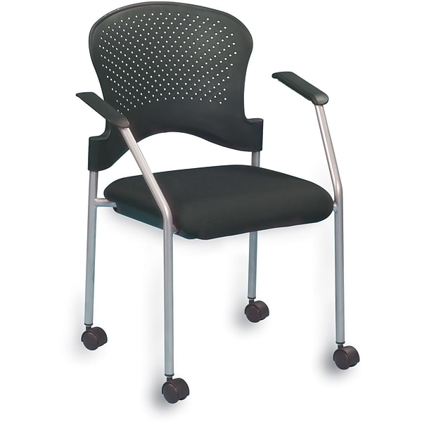 Raynor Eurotech Fabric Seat Breeze 4 Leg Side Chair, with Caster, Grey, 2/Carton