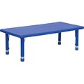 Flash Furniture 14 1/2 - 23 3/4 H x 24 W x 48 D Plastic Rectangular Activity Table, Blue