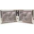 Polished Silver Plate 5x7 Hinged Double Horizontal - Bead Border Design