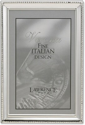 Polished Silver Plate 8x12 Picture Frame - Bead Border Design