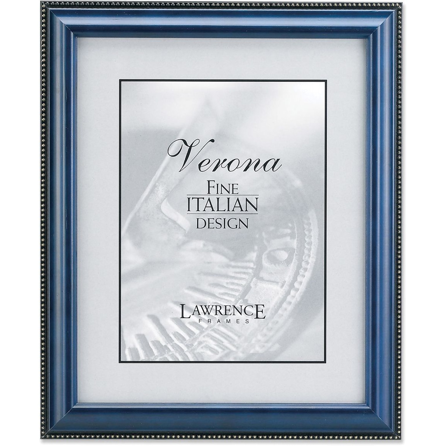 Blue Wood 8x10 Picture Frame - Gold Bead Design