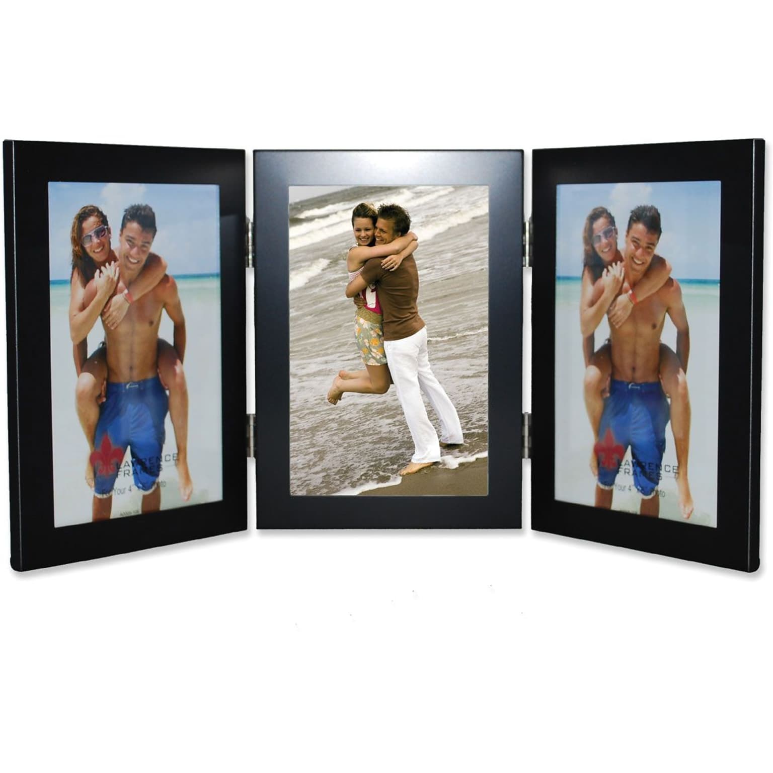 Lawrence Frames 4 x 6 Metal Black Hinged Triple Picture Frame (230043)