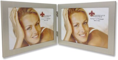 230175D Silver Brushed Aluminum 7x5 Double Picture Frame