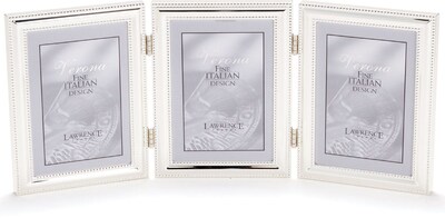 510745T Silver Plated Double Bead 4x5 Hinged Triple Picture Frame