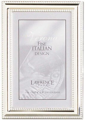 4x6 Metal Picture Frame Silver-Plate with Delicate Beading