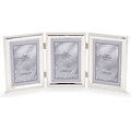 5x7 Hinged Triple (Vertical) Metal Picture Frame Silver-Plate with Delicate Beading