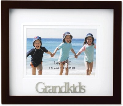 Walnut Wood 4x6 Grandkids Picture Frame - Matted Shadow Box