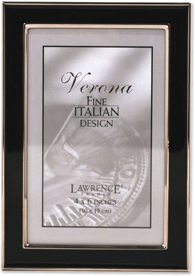 Silver Plated 4x6 Metal with Black Enamel Picture Frame