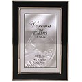 Silver Plated 4x6 Metal with Black Enamel Picture Frame