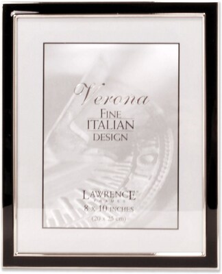 Silver Plated 8x10 Metal with Black Enamel Picture Frame