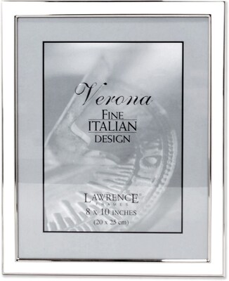 Silver Plated 8x10 Metal with White Enamel Picture Frame