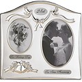 Satin Silver & Brass Plated 2 Opening Picture Frame - 25th Anniversary Design