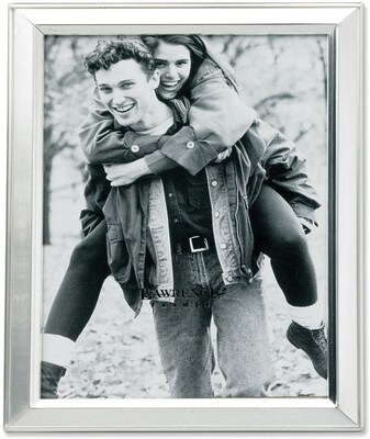 Brushed Silver Plated 4x5 Metal Picture Frame Shiny Inner Edge