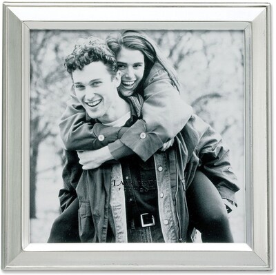 Brushed Silver Plated 5x5 Metal Picture Frame Shiny Inner Edge