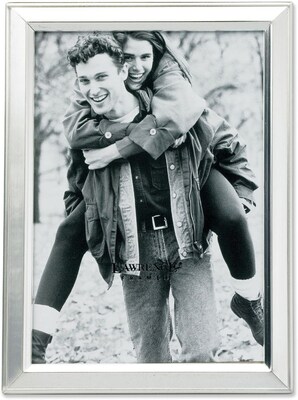 Brushed Silver Plated 5x7 Metal Picture Frame Shiny Inner Edge