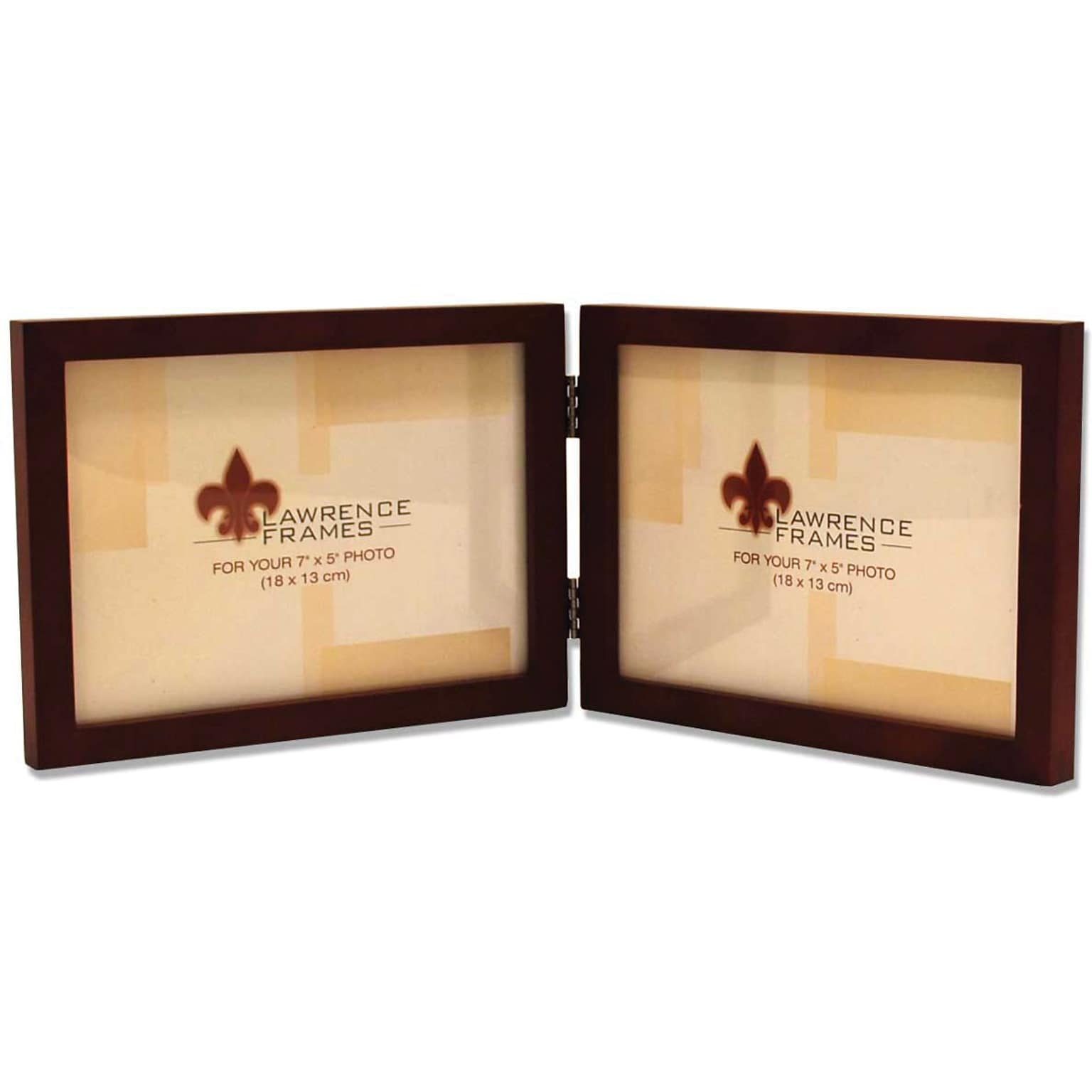 5x7 Hinged Double (Horizontal) Walnut Wood Picture Frame - Gallery Collection