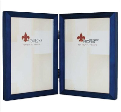 5x7 Hinged Double Blue Wood Picture Frame - Gallery Collection