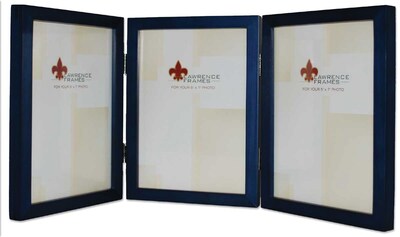5x7 Hinged Triple Blue Wood Picture Frame - Gallery Collection