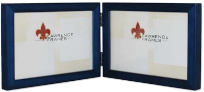 5x7 Hinged Double (Horizontal) Blue Wood Picture Frame - Gallery Collection
