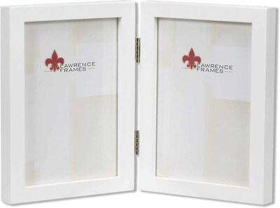 5x7 Hinged Double White Wood Picture Frame - Gallery Collection
