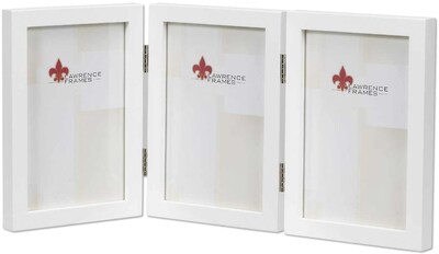 5x7 Hinged Triple White Wood Picture Frame - Gallery Collection