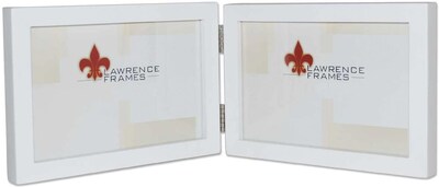 5x7 Hinged Double (Horizontal) White Wood Picture Frame - Gallery Collection