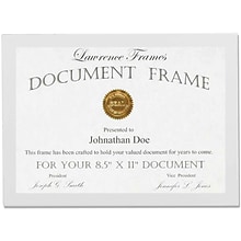 8.5x11 White Wood Certificate Picture Frame - Gallery Collection