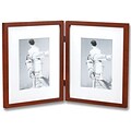 Walnut Wood 8x10 Hinged Double Picture Frame Matted to 5x7