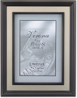 5x7 Oil Rubbed Bronze Picture Frame - Brushed Gold Inner Panel