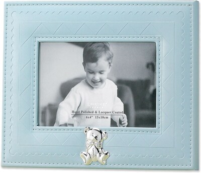Blue Faux Leather 4x6 Picture Frame