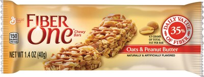 Fiber One Chewy Bars, Oats & Peanut Butter, 1.4 oz., 16 Bars/Box (GEM34887)