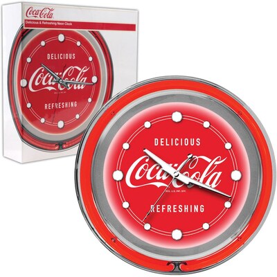 Coca-Cola Neon Clock, 14 1/2 L x 14 1/2 W x 3 H