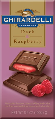 Ghirardelli Chocolate Bars, Dark & Raspberry, 3.5 oz., 12 Bars/Box