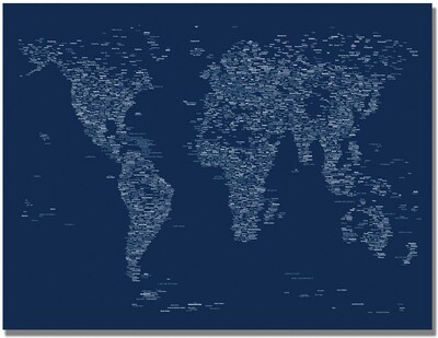 Trademark Global Michael Tompsett Font World Map Canvas Art, 18 x 24
