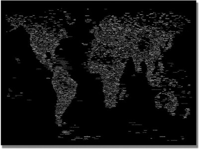 Trademark Global Michael Tompsett Font World Map III Canvas Art, 30 x 47