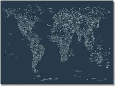 Trademark Global Michael Tompsett Font World Map VI Canvas Art, 22 x 32