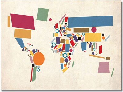 Trademark Global Michael Tompsett Abstract Shapes World Map Canvas Art, 30 x 47