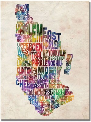 Trademark Global Michael Tompsett Manhatan Typography Map Canvas Art, 18 x 24
