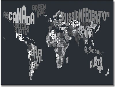 Trademark Global Michael Tompsett Font World Map VII Canvas Art, 22 x 32