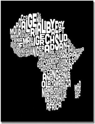 Trademark Global Michael Tompsett Africa Font World Map Canvas Art, 30 x 47