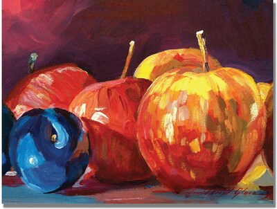Trademark Global David Lloyd Glover Ripe Plums and Apples Canvas Art, 24 x 32