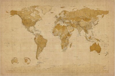 Trademark Global Michael Tompsett Antique World Map Canvas Art, 16 x 24