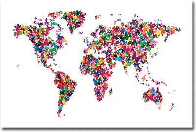 Trademark Global Michael Tompsett Butterflies World Map II Canvas Art, 22 x 32