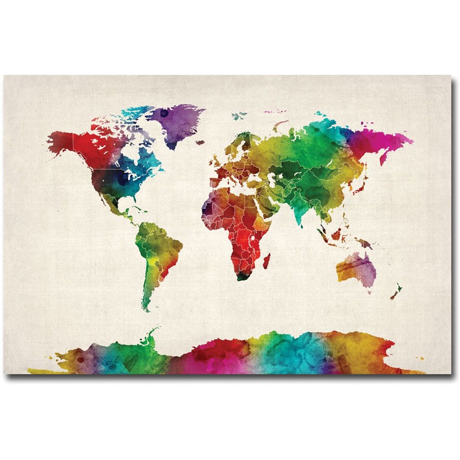 Trademark Global Michael Tompsett Watercolor World Map II Canvas Art, 22 x 32