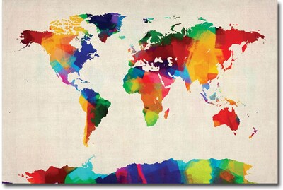 Trademark Global Michael Tompsett Sponge Painting World Map Canvas Art, 22 x 32