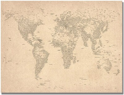Trademark Global Michael Tompsett World Map of Cities Canvas Art, 30 x 47
